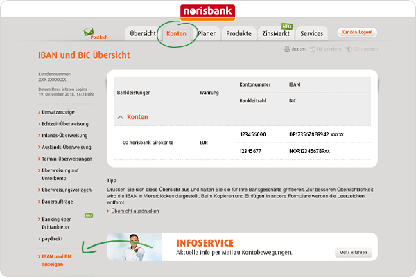 IBAN und BIC norisbank