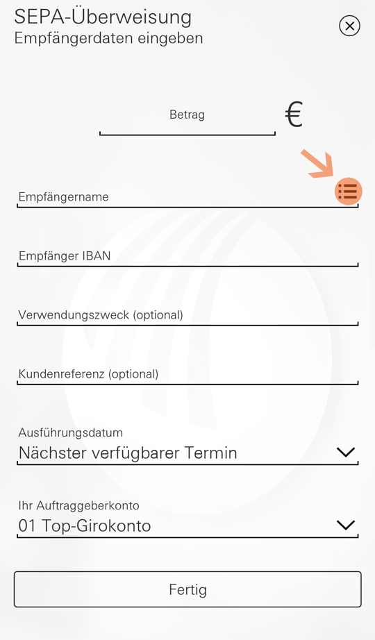 SEPA Überweisungsvorlage