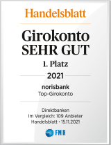 Siegel Handelsblatt: 1. Platz Girokonto Sehr gut