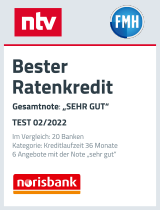 Siegel ntv "Beste Ratenkredite inkl. Komplettschutz"