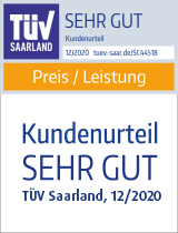 Siegel TÜV "Preis/Leistung": sehr gut